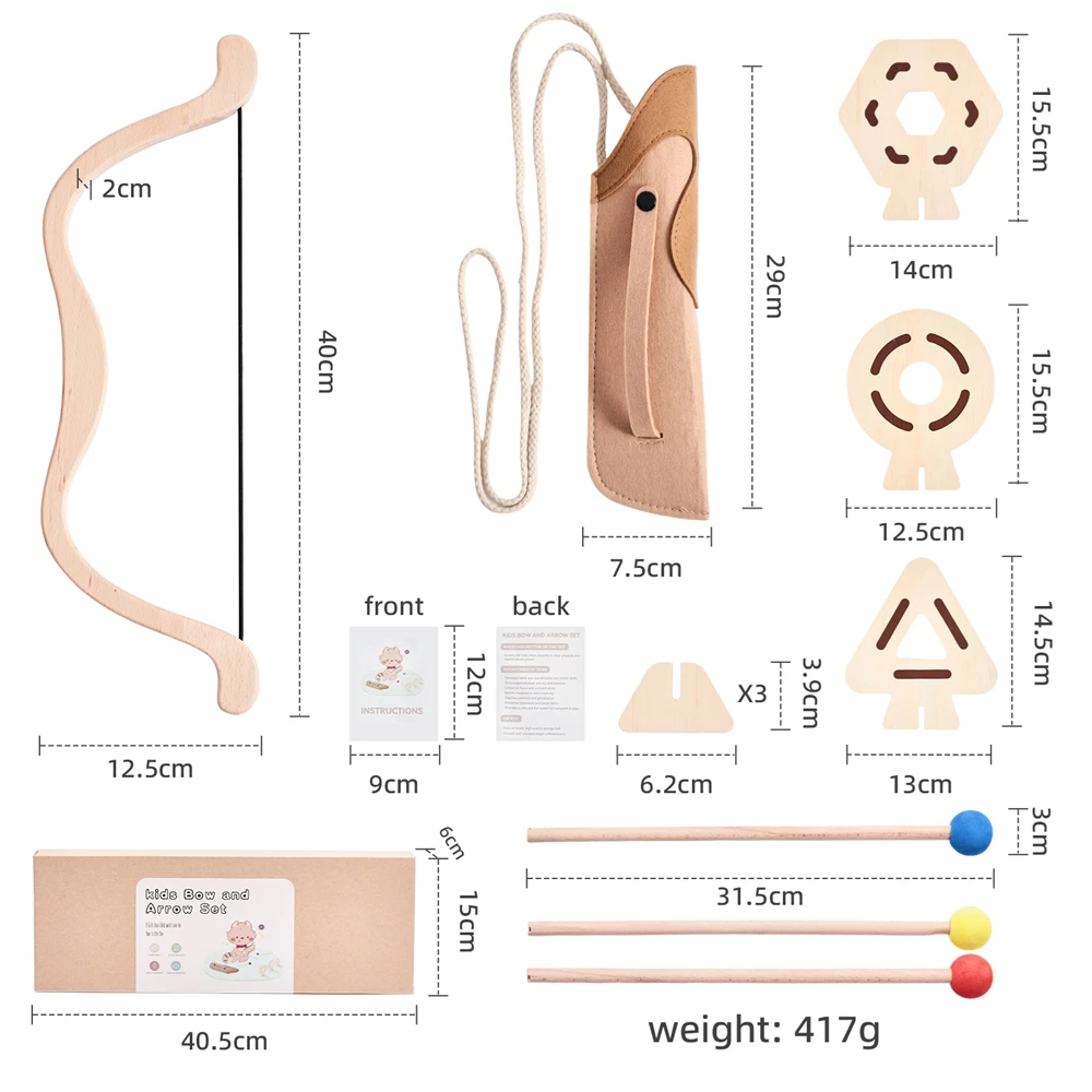 ألعاب مونتيسوري الخشبية للأطفال في الهواء الطلق مجموعة ألعاب القوس والسهم للأطفال ألعاب محاكاة داخلية للرماية دعائم هدايا للأطفال #6