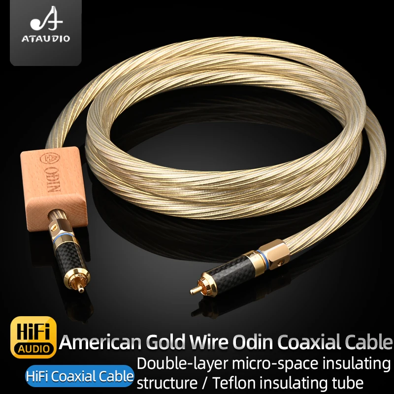 ATAUDIO HiFi Coaxial Cable High-end Gold Wire Odin 8N OCC Pure Silver RCA Male to Male 75Ω Premium SPDIF RCA Cable for DVD CD