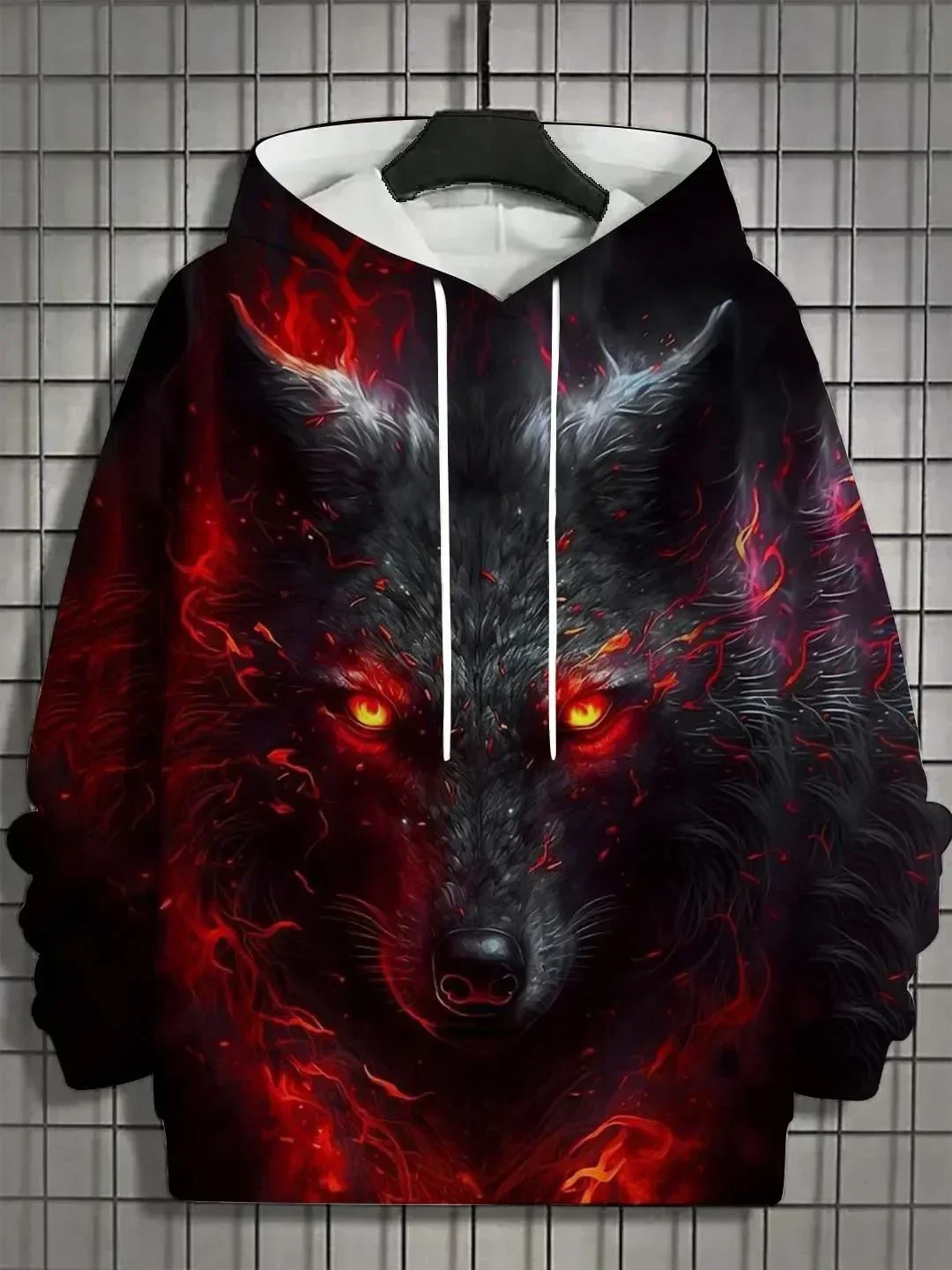 3D Printed Purple Wolf Hoodie Men Galaxy Starry Moon Forest Wildlife Animal Cool Graphic Pullover Casual Streetwear Trendy