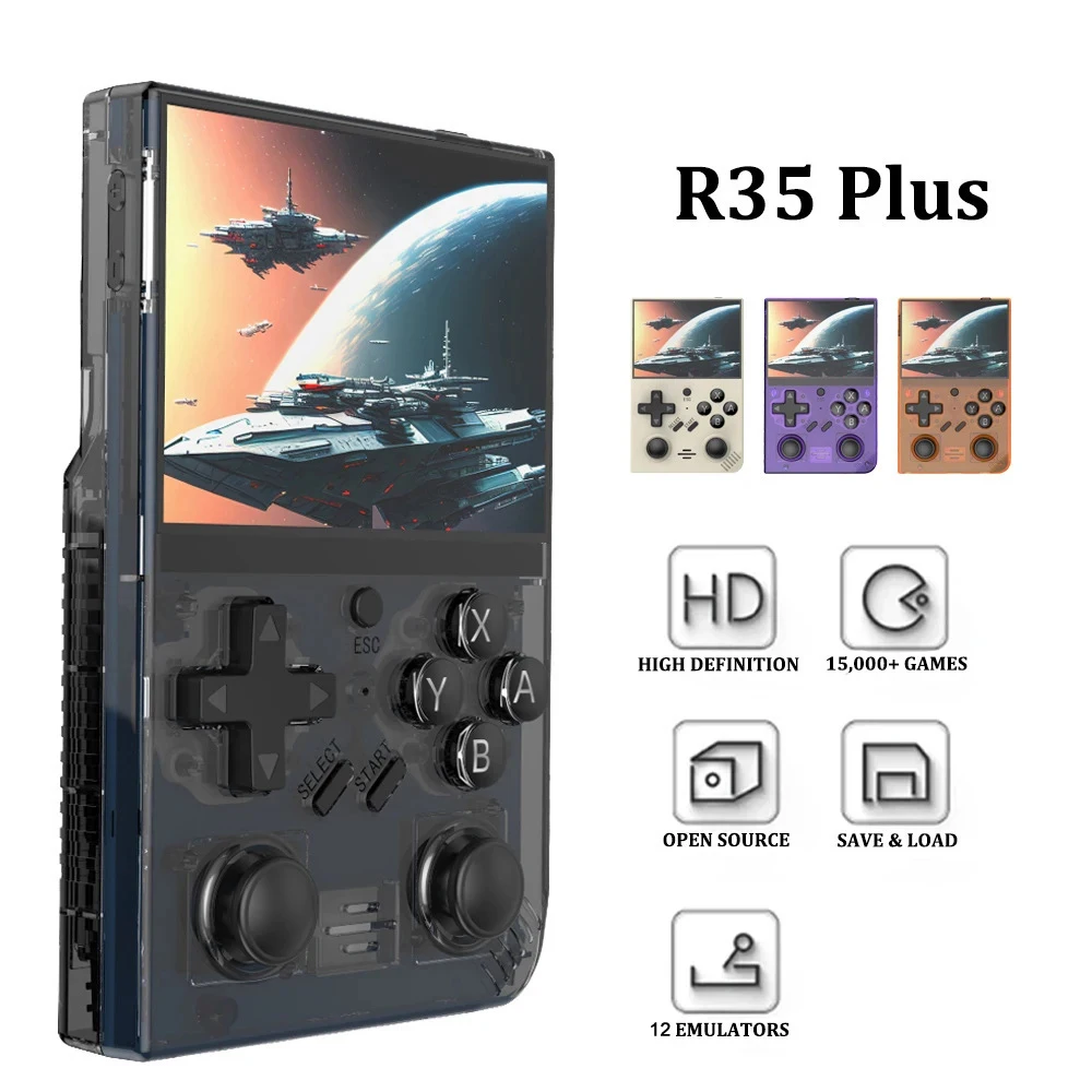 

R35PLUS handheld game console with 3.5-inch high-definition screen, portable open-source game console, built-in 15000 games