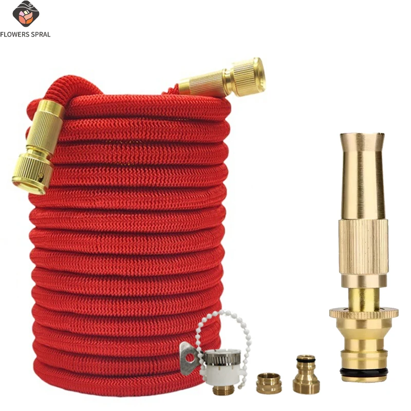 خرطوم سحري للحديقة قابل للتوسيع، مسدس مياه معدني من النحاس النقي، قابل للتعديل، أنابيب مياه للحديقة، مستلزمات ري البستنة #1