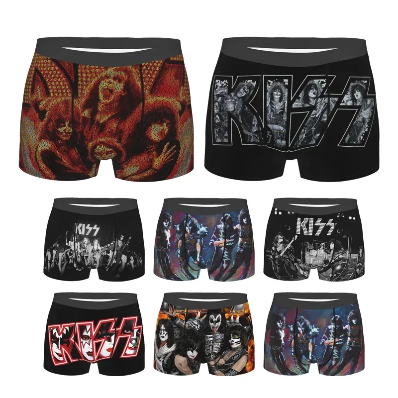 Kiss  Rock And Roll Heads Underpants Breathbale Panties Male Underwear Print Shorts Boxer Briefs