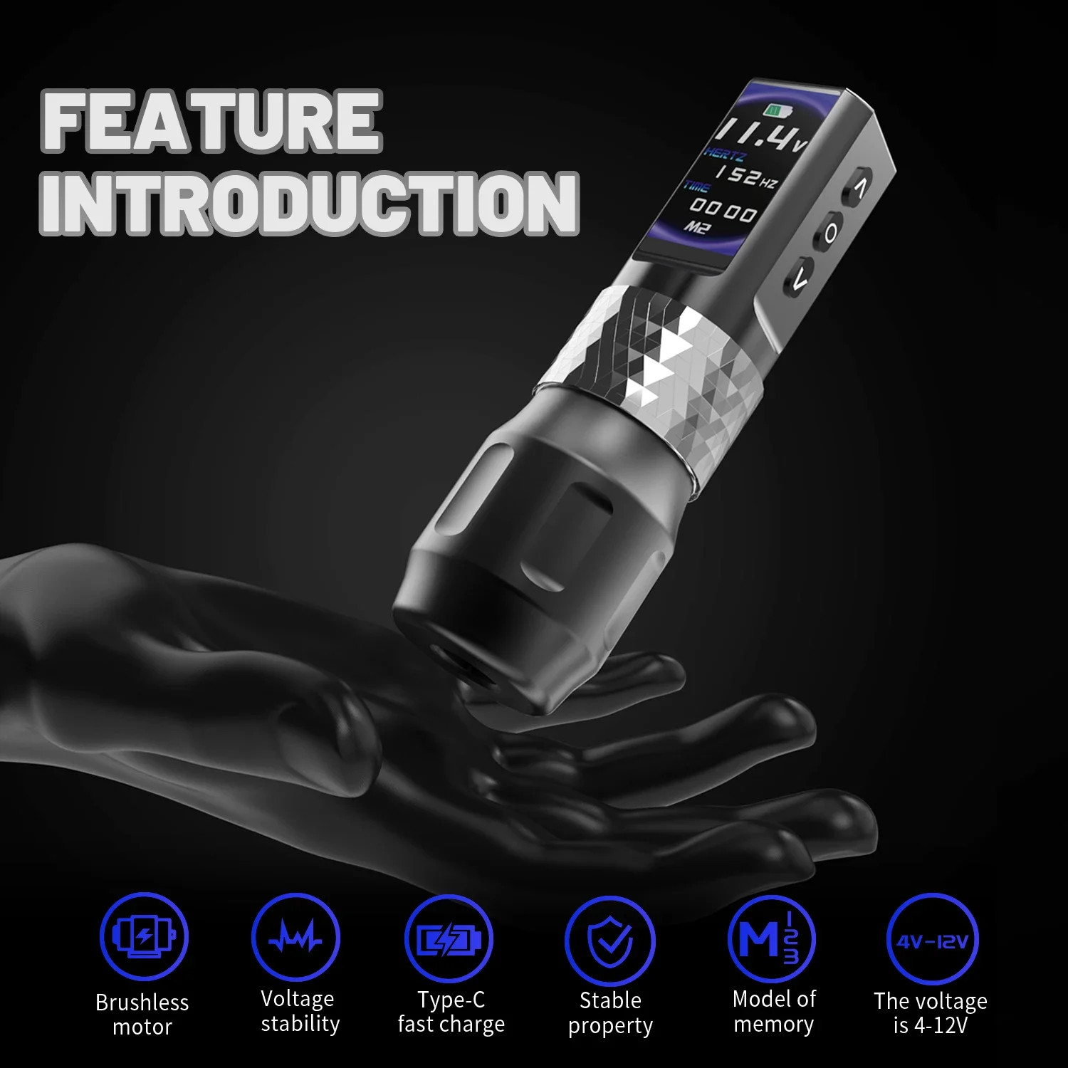 

Беспроводная тату-машинка с бессердечным двигателем, ручка для татуировки с аккумулятором 2000 мАч, ЖК-дисплей, тату-пистолет для татуировщика