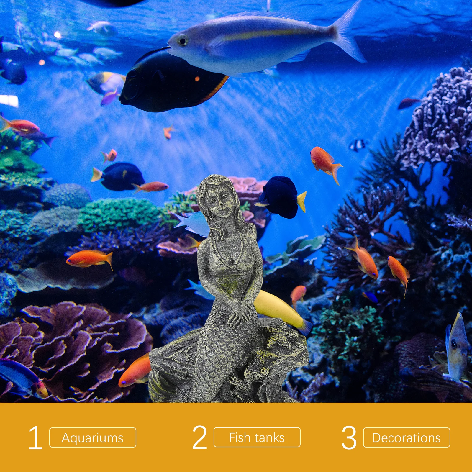 

Resin Mermaid Fish Tank Statue Durable Beautiful Aquarium Decor Table Decoration Creative Home Ornament Mermaid Statue