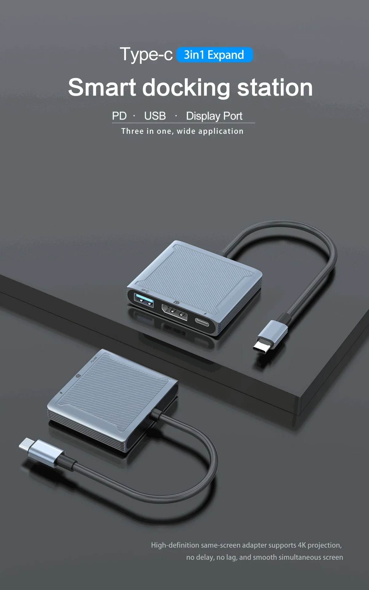3 في 1 DP Hub 8K @ 60 هرتز 4K @ 144 هرتز USB نوع C إلى محطة إرساء DisplayPort مع محول USB & PD 100 واط لـ Mackbook Pro Dell #4