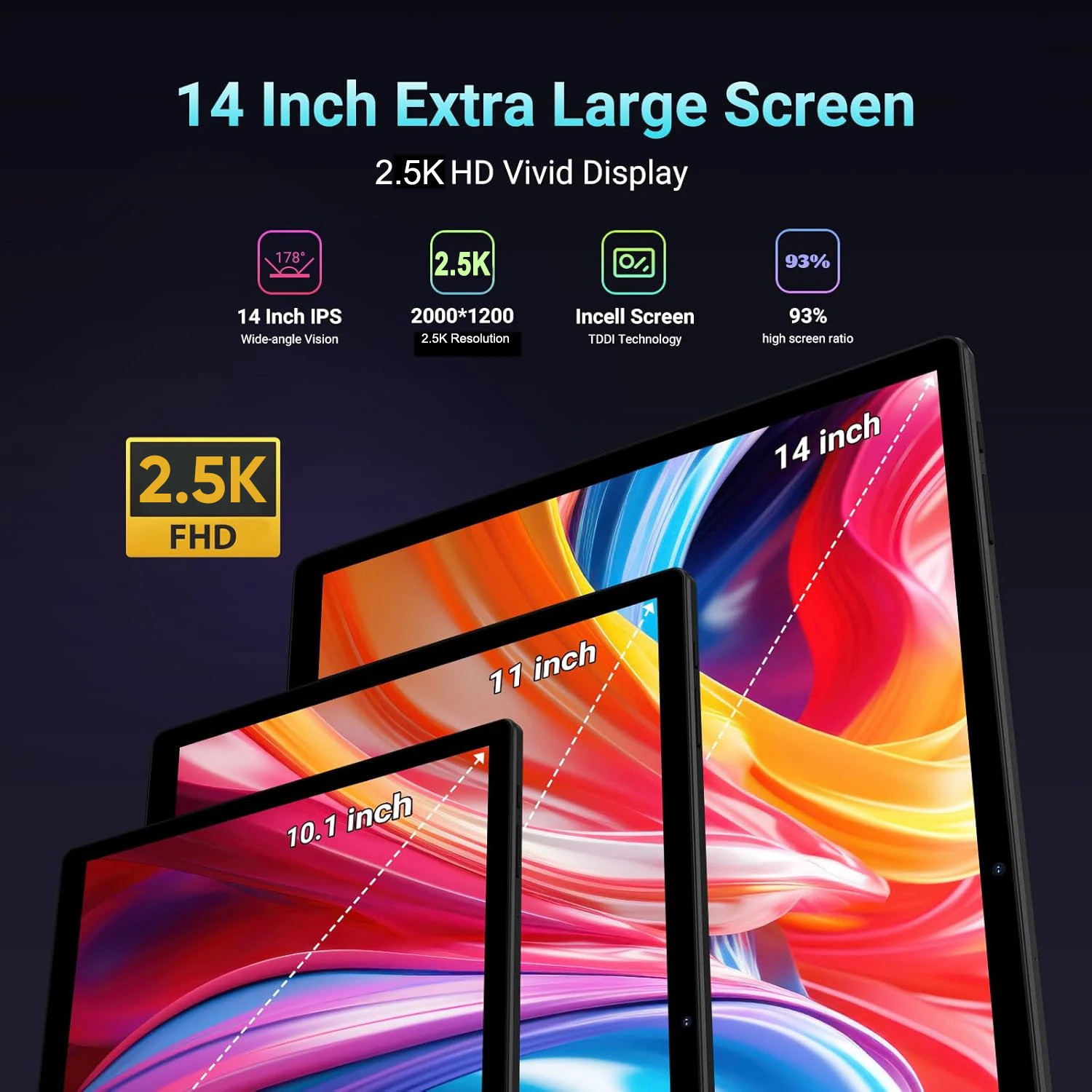 Global Version Super Big screen 14.1 InchTablets Phone call wifi 12900mAh16GB+512GB Tablet 14 Inch Android 14Game Study PAD