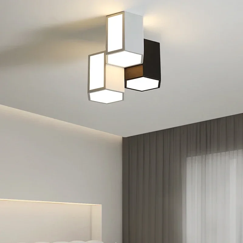 

Modern Black White Combination Ceiling Lamp Nordic Geometric Ceiling Light Aisle Art Chandelier Cloakroom Bedroom Decor Lamp