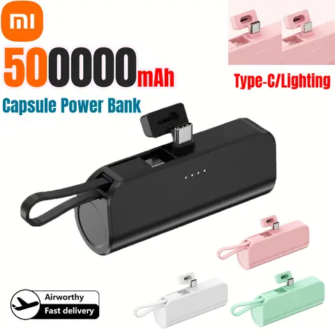 Xiaomi 500000mAh Capsule Power Bank Portable Mini Large Capacity Fast Charging External Battery For iPhone Huawei Samsung