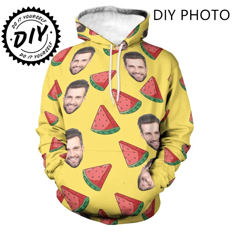 Funny Custom Image 3D Printed Hoodie For Men Clothes Diy Your Photo Sweatshirts Personalized Design Hoody Customized Unisex Tops