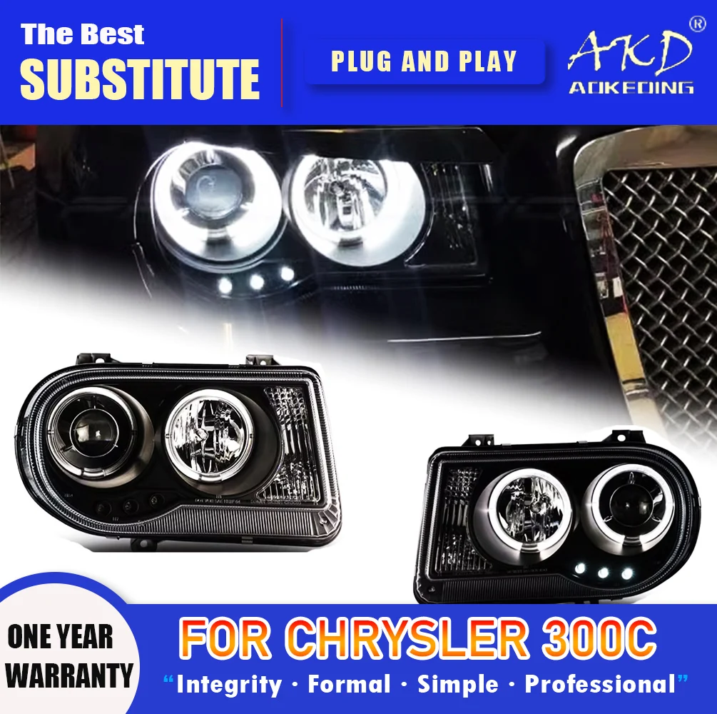 

AKD Head Lamp for Chrysler 300C LED Headlight 2005-2010 Headlights 300C DRL Turn Signal High Beam Angel Eye Projector Lens