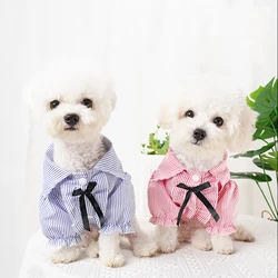 Summer Puppy Dog Cat T-shirt Skirt Fashion Stripe Pet Clothes for Small Dogs Chihuahua Yorkshire Poodle Shirts mascotas Clothing