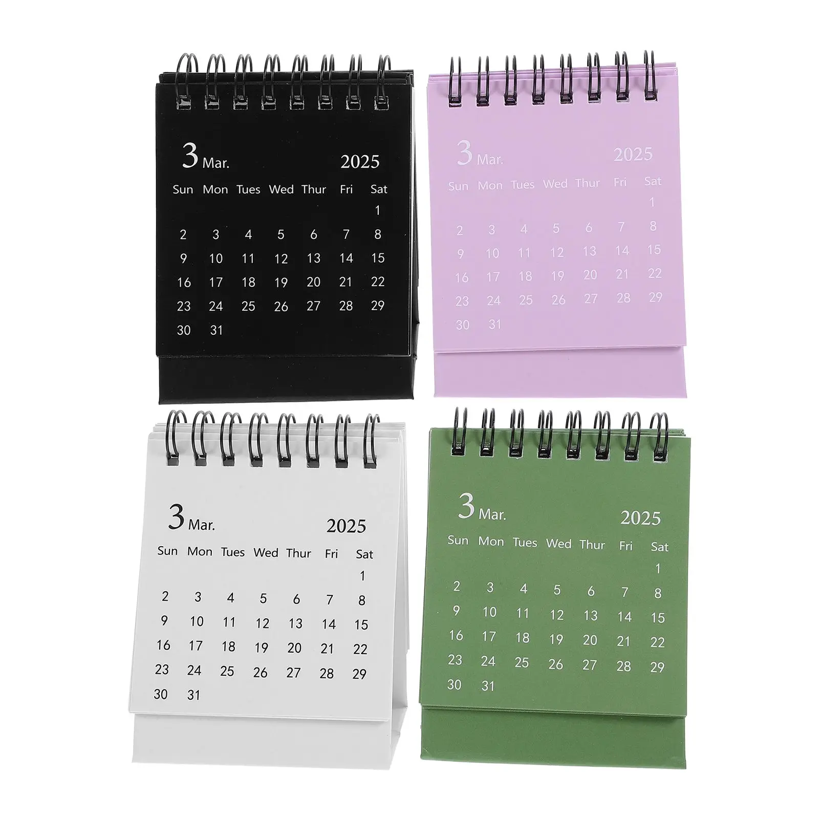 4 Pcs Desktop Calendar Mini Standing Flip Decorate Adorable Simple Paper Creative