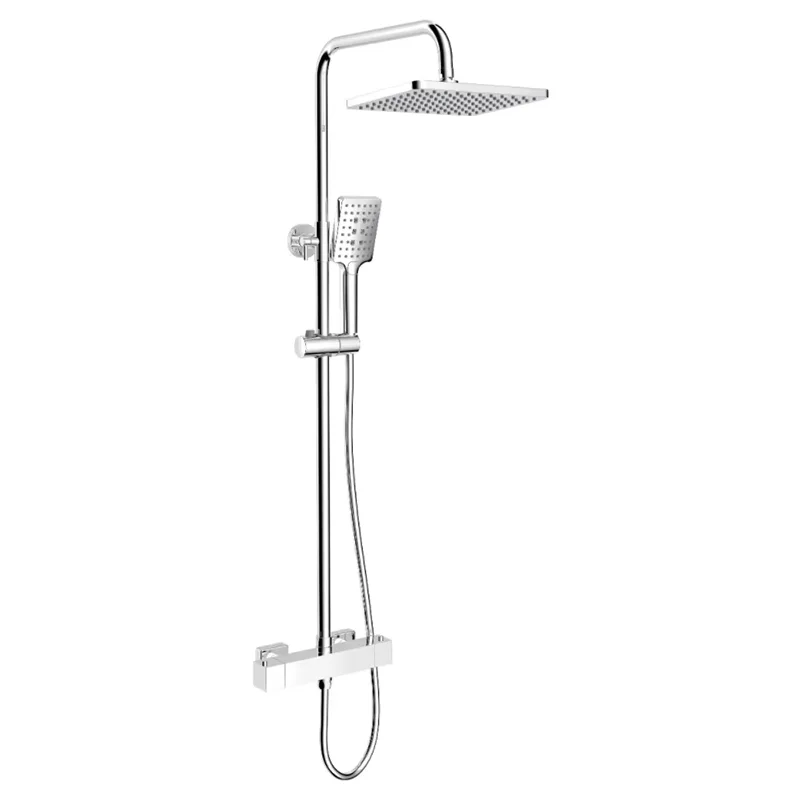 

Luxury Hotels Rainfall Square Temperature Wall Mount Shower Set With Massage Rain Spray Pattern Ceramic Valve Core Bath Faucets