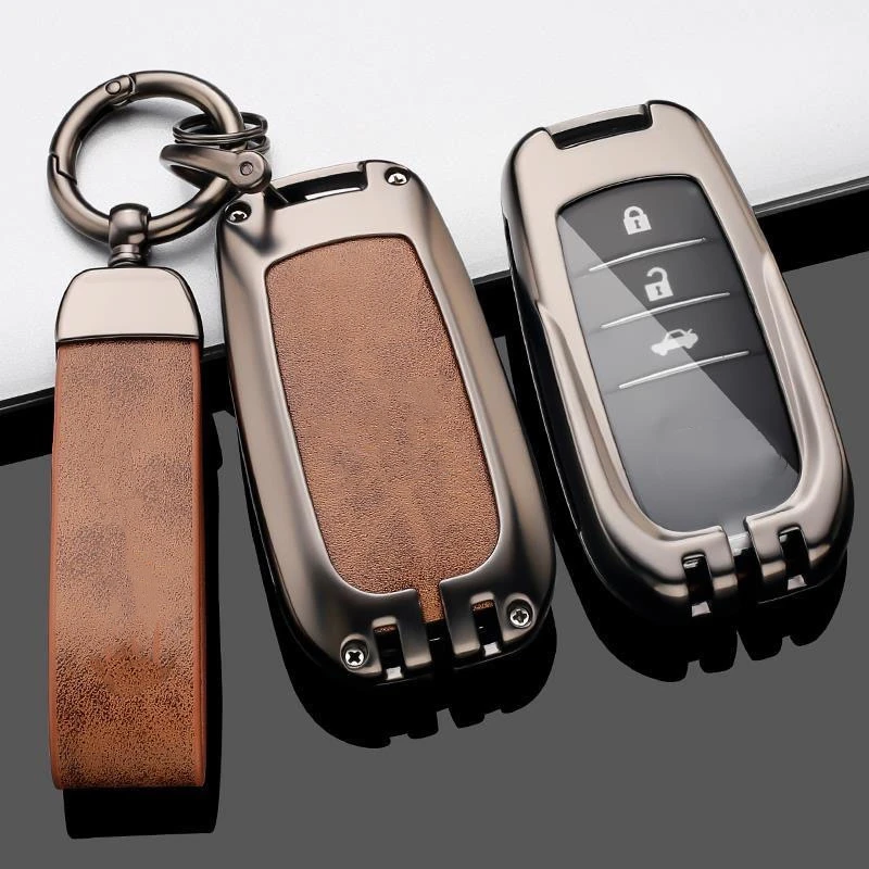 

Alloy Leather Car Key Case Cover Shell Holder For Toyota Prius Camry Corolla C-HR CHR RAV4 Prado Land Cruiser Key Bag Accessorie