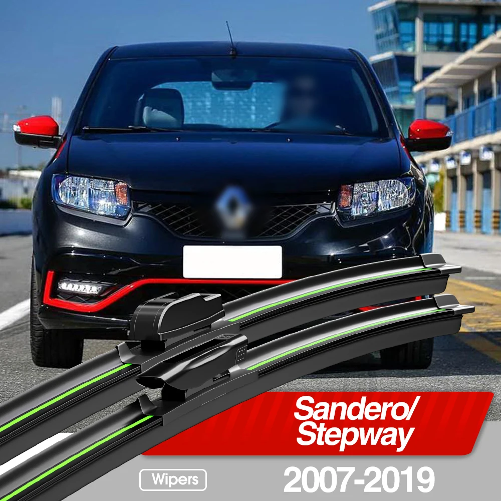 For Renault Sandero Stepway 2007-2019 Front Windshield Wiper Blades 2pcs Windscreen Window Accessories 2008 2012 2015 2016 2018