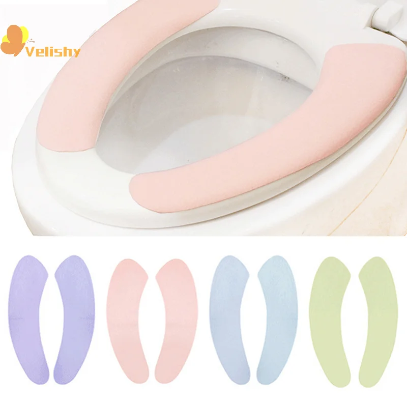 

Универсальный чехол на сиденье унитаза, 2 шт./компл., мягкий чехол для унитаза, липкий чехол для унитаза, моющийся чехол на сиденье для ванной комнаты, подушка