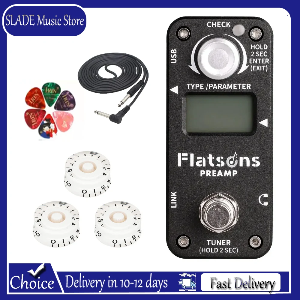 Pedal de Guitarra FLATSONS FPR1: Pré-Amplificador e Efeito para Overdrive Limpo, Distorção e Heavy Metal – Acessório Essencial para Guitarra Elétrica