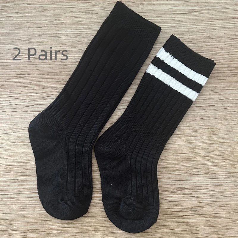 Children's socks long tube spring and autumn boys and girls calf socks kindergarten students breathable high tube socks 2Pairs