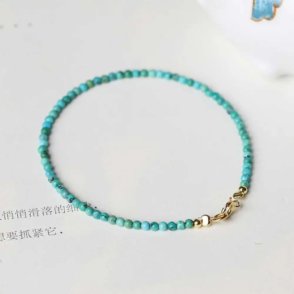 

4MM Beautiful Natural Turquoise Beads Bracelet Lucky Yoga Colorful Fancy Buddhism Bohemia National Style Wrist Women Prayer