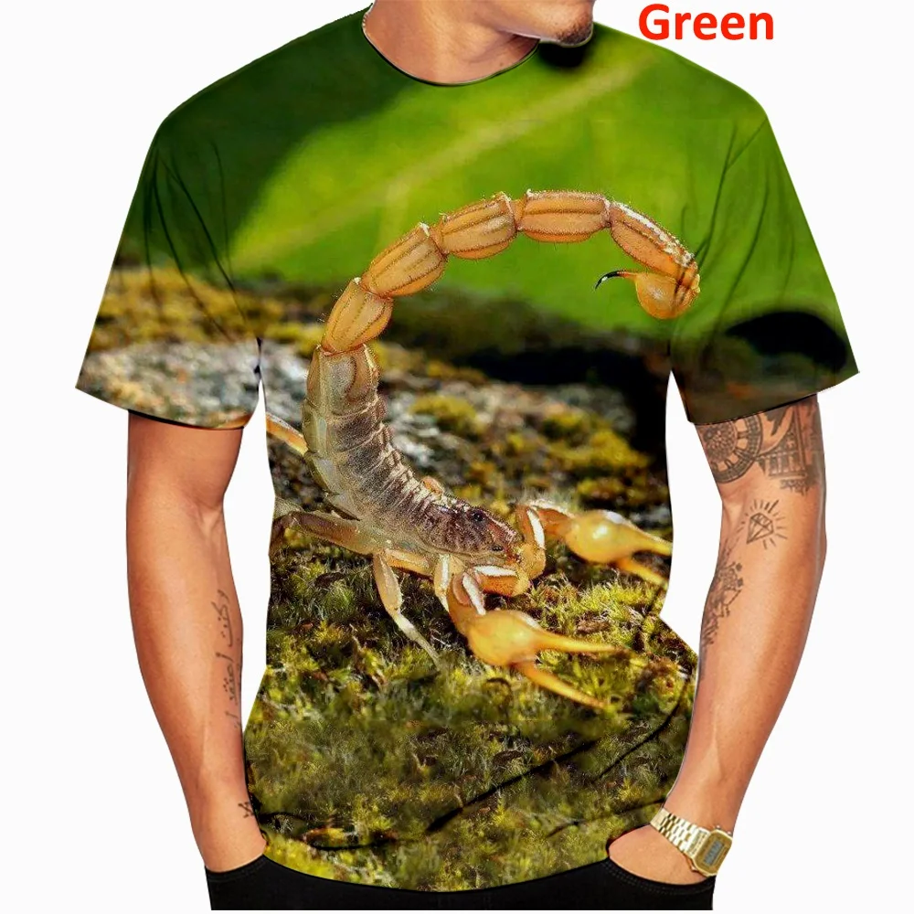 Fashion Men and Women 3d Printed Animal Scorpion Round Collar Short Sleeve T-shirt