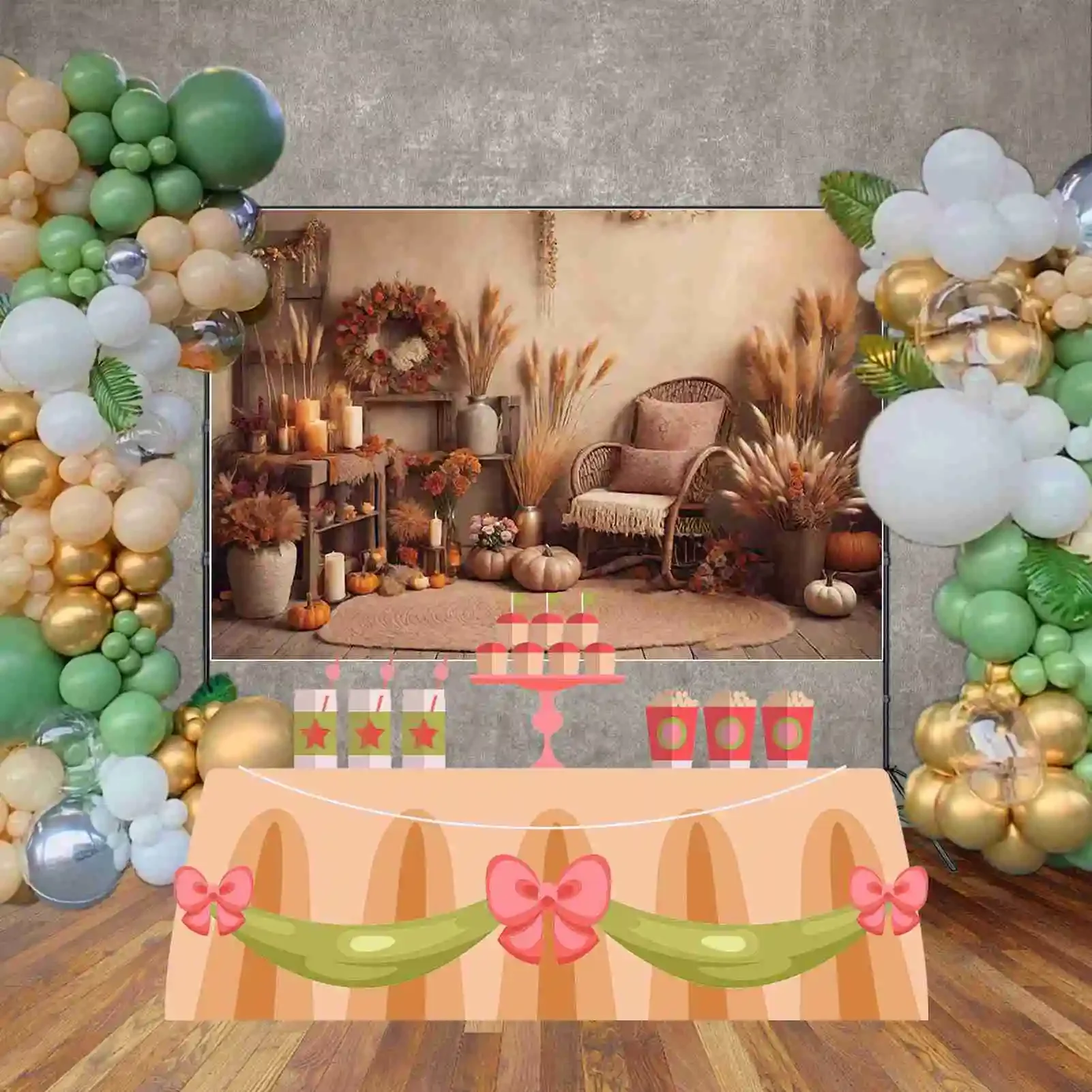 MOON.QG Boho Anniversary Photography Background Coybow Decoration Autumn Photozone Backdrop Children Studio Photobooth Props