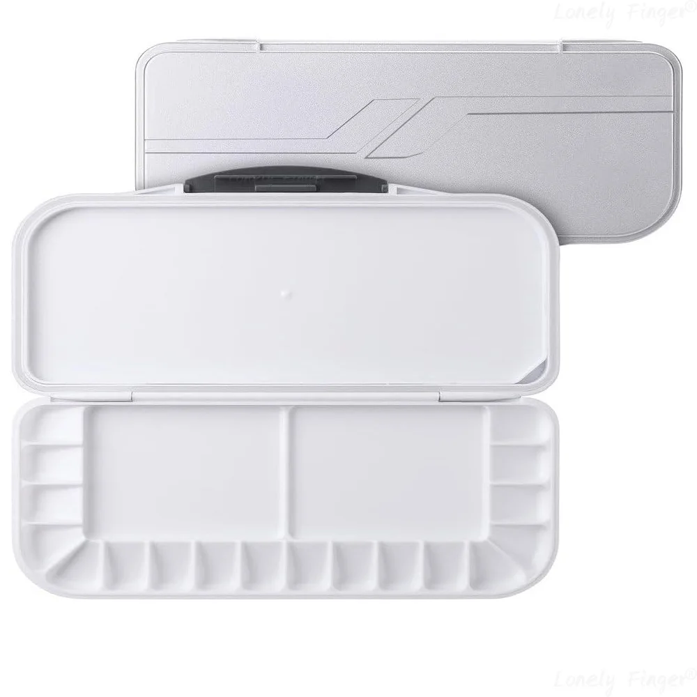 لوحة ألوان مائية قابلة للطي مكونة من 18 بئرًا مع غطاء ومنطقتين للخلط وصينية خلط كبيرة لوحة طلاء أكريليك الغواش #1