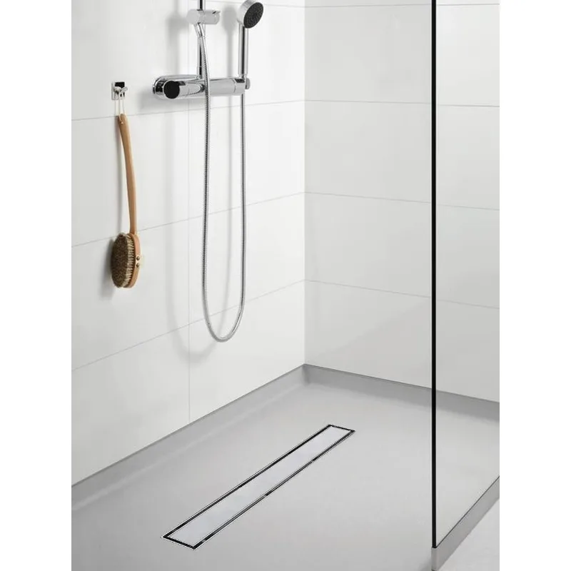 Shower Drain, Shower Drain 24 inch with 2-in-1 Tile Insert Cover, Brushed Shower Floor Drain,