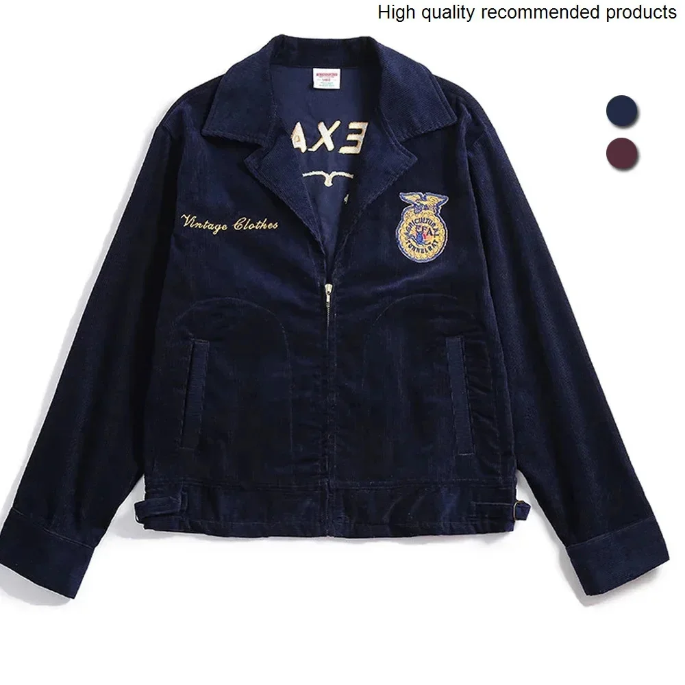 

FFA Work Jacket Men's Vintage Retro Corduroy Embroidered Tooling Bomber Jackets Fashion Outdoor Amekaji Tactical Motorcycle Coat