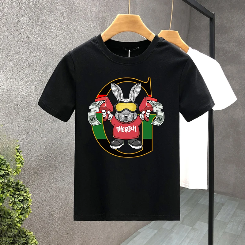 Letter G Throwing Money Rabbit Printing T-shirt Men Luxury Brand 2023 Woman Best Quality Top Quality Loose Top Tees Harajuku Y2K