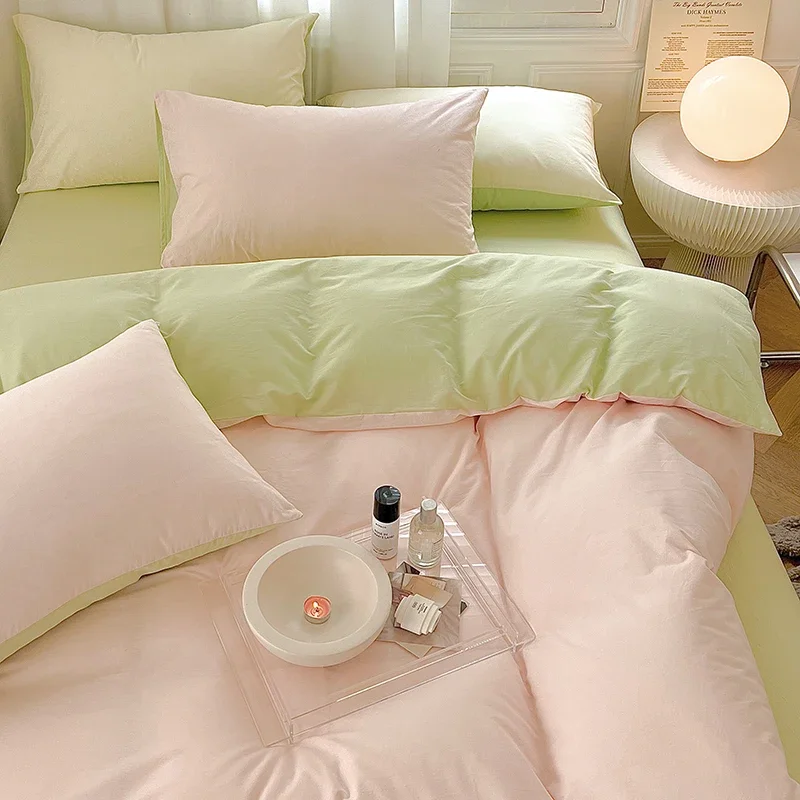 High End 100% Cotton Duvet Cover Set Mixed Color Skin Friendly Queen Bedding Set Single Double Comforter Cover Sheet Pillowcases