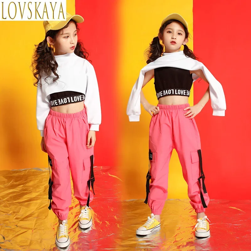 

Детские короткие спортивные рубашки, повседневные брюки, костюмы в стиле хип-хоп, музыкальные концерты, костюмы для джазовых танцев для девочек