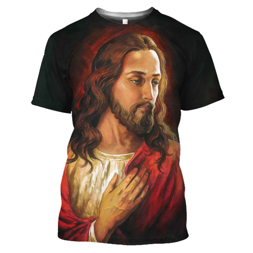 Haut graphique imprimé en 3D pour hommes, Christ Jésus, Dieu religieux, mode décontractée Harajuku, haut vintage At, respirant, grande taille, été