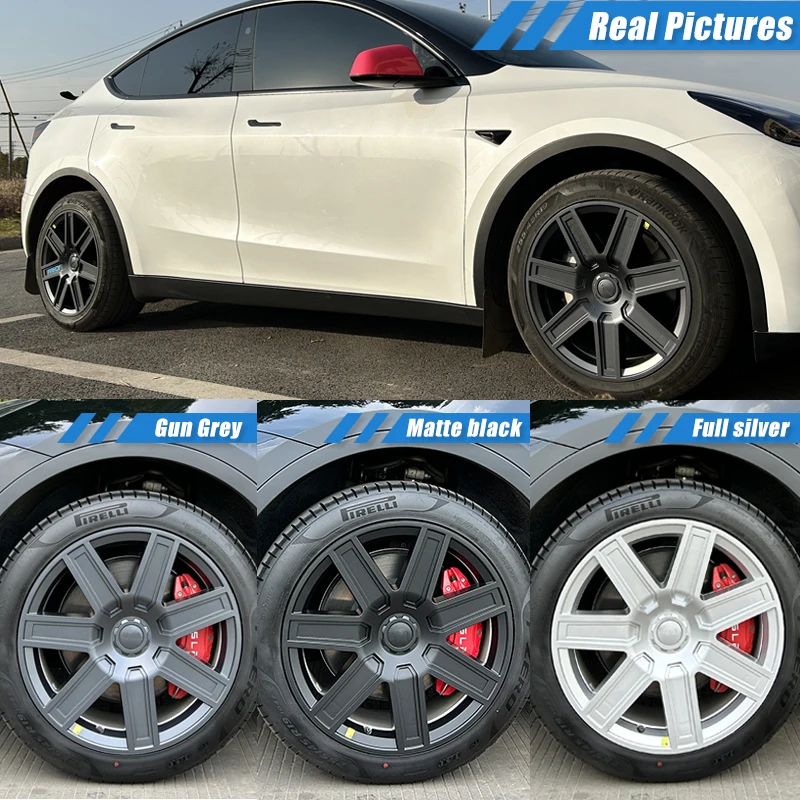 4 قطعة قبعات المحور 19 بوصة ل تسلا نموذج Y كاب الأداء استبدال السيارات Hubcap كامل حافة غطاء عجلة الملحقات 2023 2024