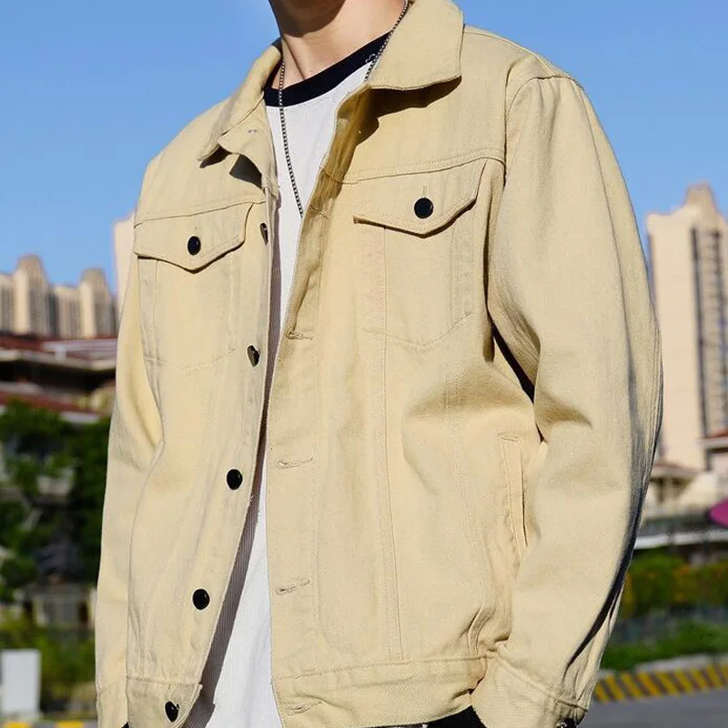 Denim Jacket New Coat Men's Long Sleeve Khaki JACKET, Casual Cotton Comfortable Thick jacket