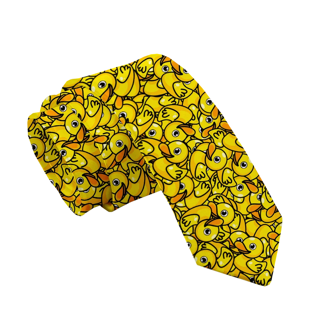 Corbata de poliéster con dibujos animados de pato amarillo para adultos, accesorios bonitos, diseño novedoso, boda, negocios, 8cm de ancho