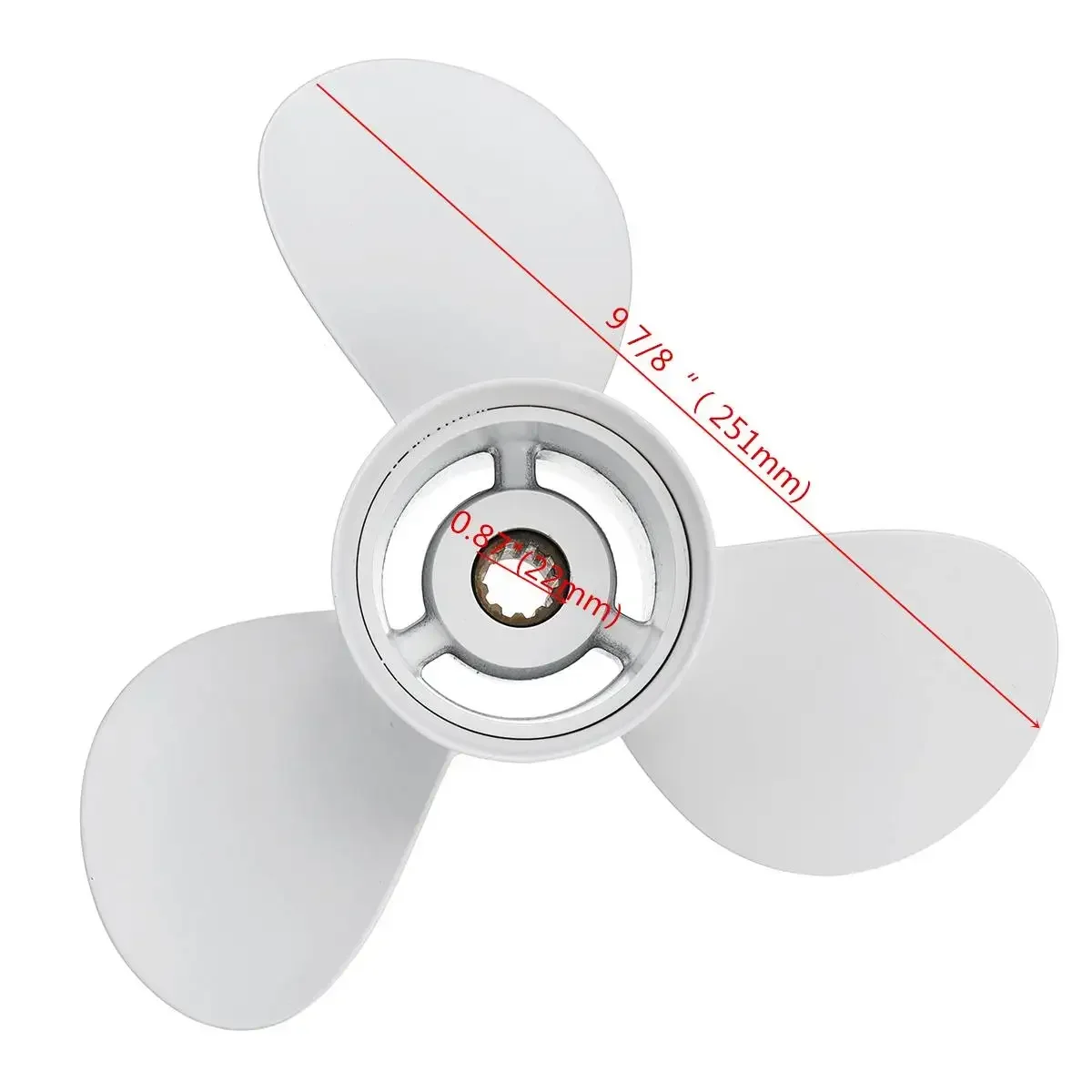 For Yamaha 20-30HP 664-45952-00-EL 9 7/8 x 14 Aluminum Boat Outboard Propeller White 10 Spline Tooth 3 Blades R Rotation