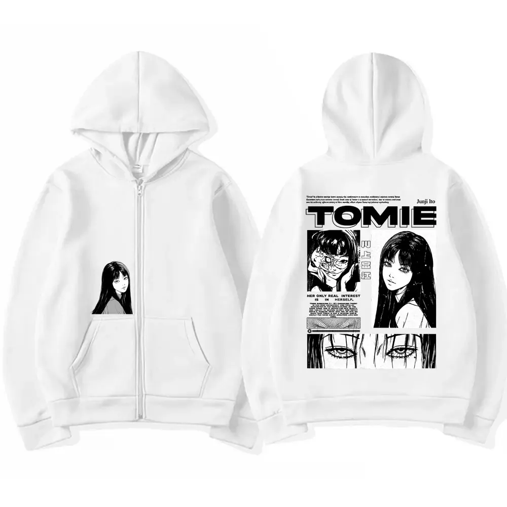Anime Tomie Junji Ito Reißverschluss-Hoodie für Männer und Frauen, Fleece Manga Cosplay Zip-Up-Jacke, Unisex Horror Gothic Harajuku Zip-Up-Sweatshirt – Detail 7