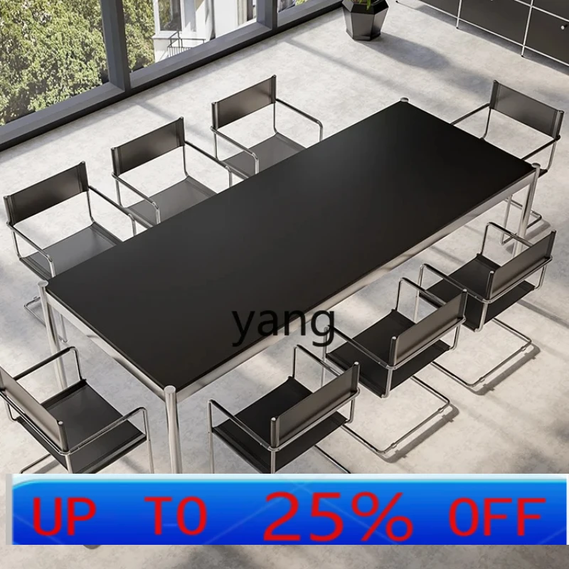 

CX Chinese Style Desk Stainless Steel Black Rectangular Conference Computer Desk
