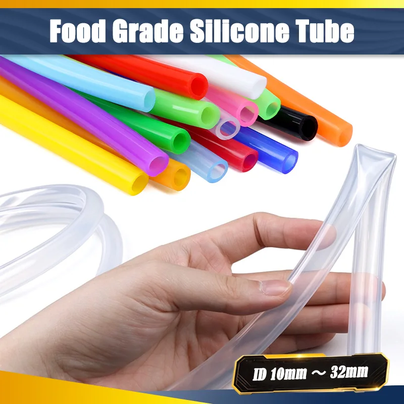 1/3m Soft Food Grade Silicone Tube ID 10 12 14 16 18 20 25 32mm Colorful Nontoxic Drink Pipe Aquarium Garden Water Tubing Hose