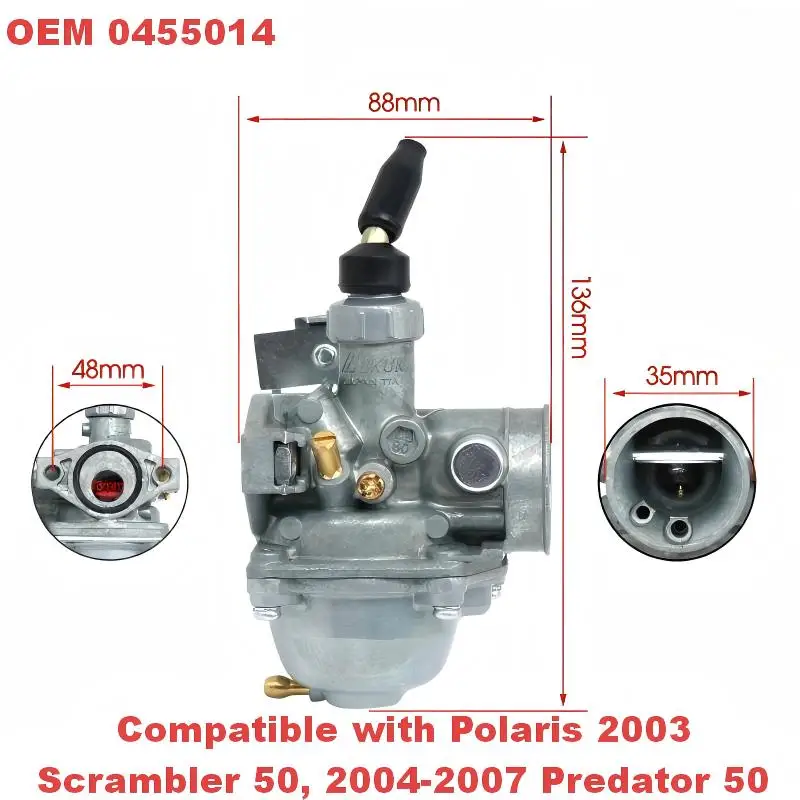Carburetor  OEM 0451730 0451049 0455014 0453966 0454773 0454910 0454994 for  ATV Polaris Scrambler Predator Outlaw 50