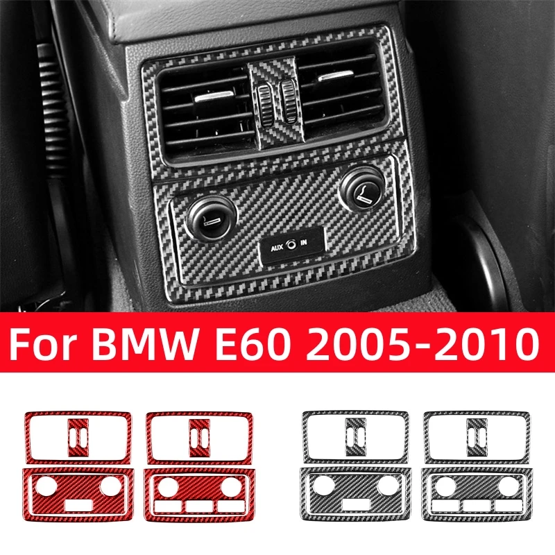 

For BMW 5 Series E60 2004-2010 Car Accessories Carbon Fiber Interior Car Rear Exhaust Vent Panel Trim Frame Cover Decor Stickers