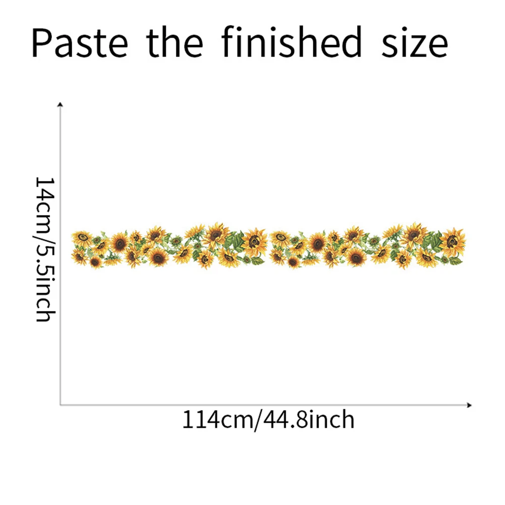 Sunflower Edge Line Wall Sticker Reliable Replacement 1 Set 5.5*44.8inch For Home Removable With Transfer Belt