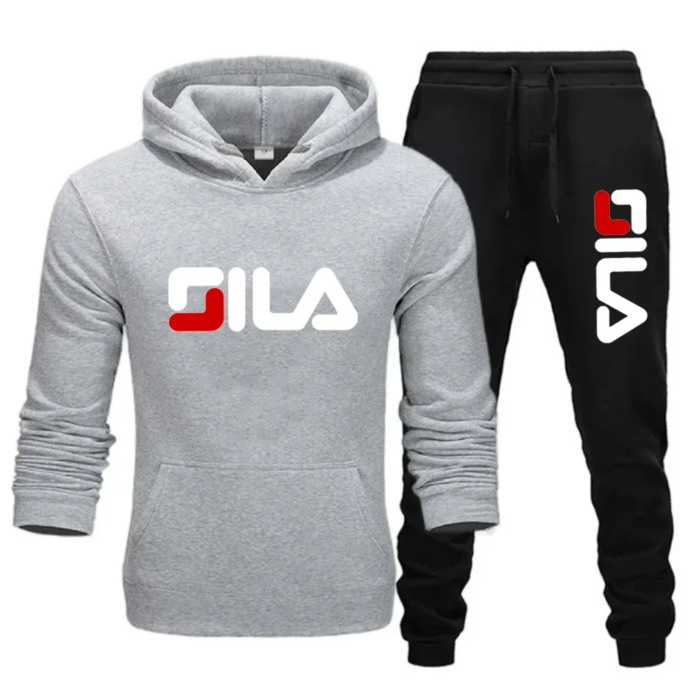 Autumn and winter men\'s brand clothing running casual sportswear set Fashion hooded long-sleeved hoodie + pants two-piece set