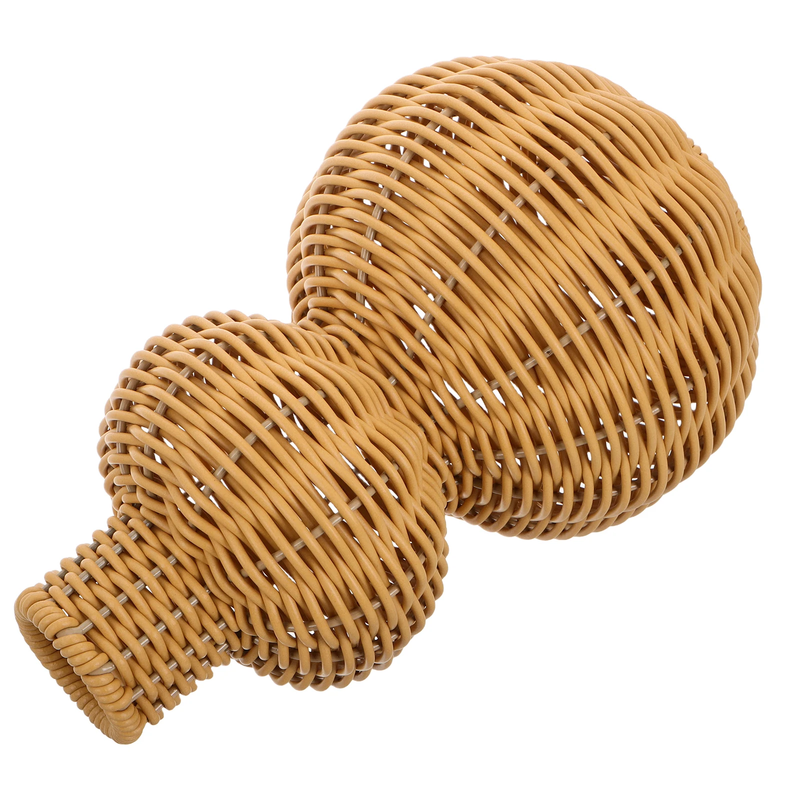 

Imitation Rattan Woven Vase Light Brown Plastic Decorative Flower Basket Arrangement Container Vintage Style Material