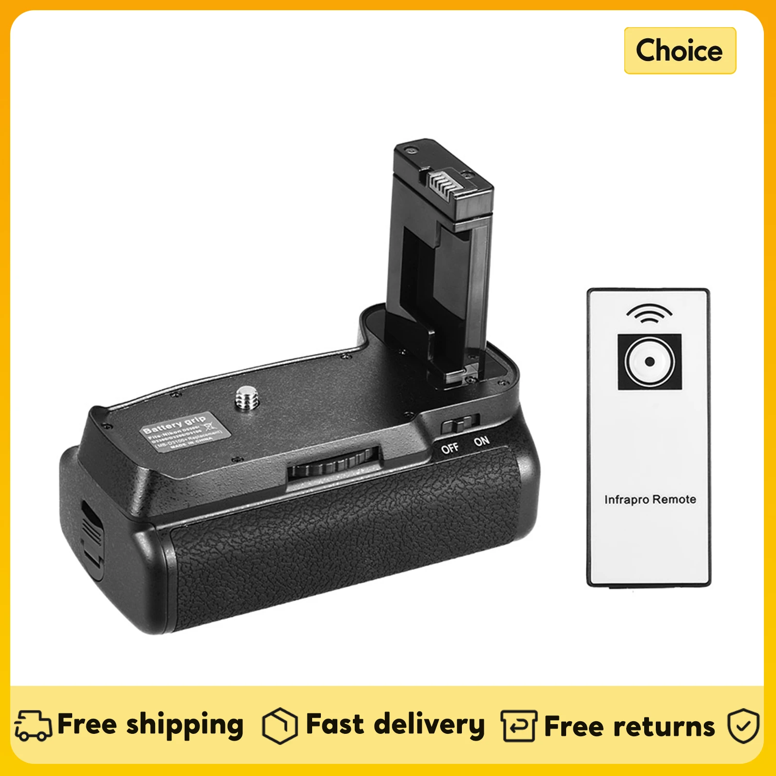 Camnoon Batteria Verticale Per Nikon D5300/D3300/D3200/D3100 – Con Telecomando IR E Supporto EN-EL14