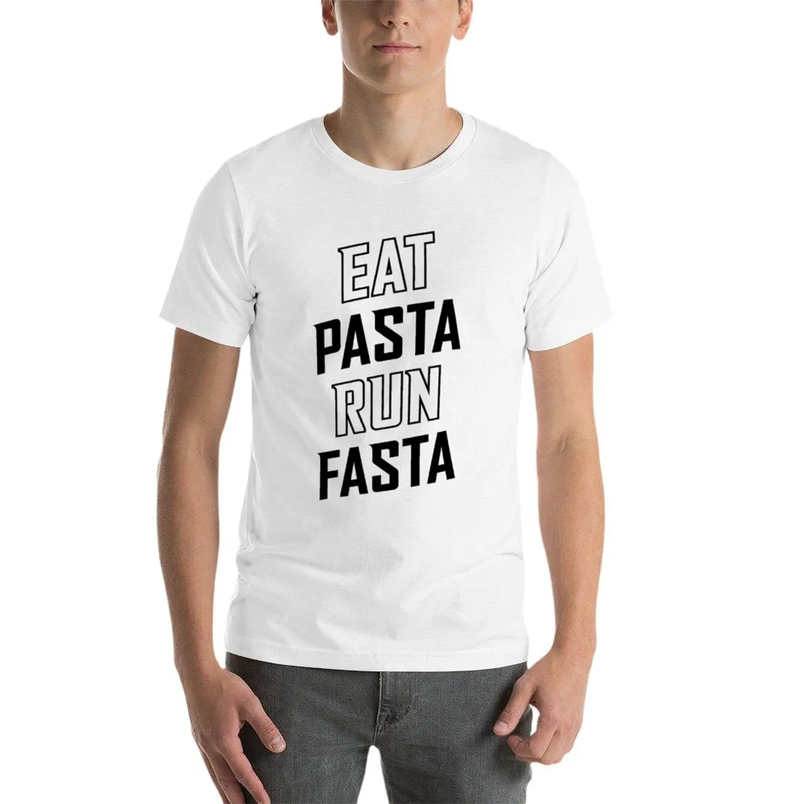 تي شيرت Eat Pasta Run Fasta v2 تي شيرت مضحك تي شيرت رجالي تي شيرت فاخر