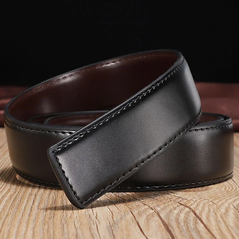 Ceinture en cuir véritable pour homme, cuir de vachette double face, disponible sans strucPin, multi-taille