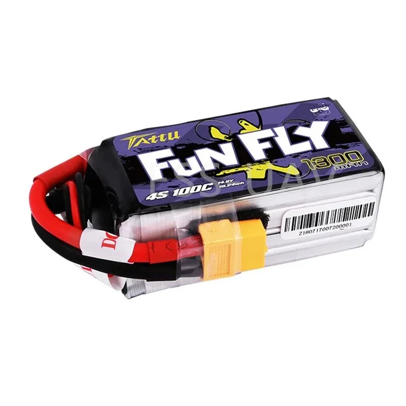 TATTU FUNFLY 1300mAh 1550mAh 1800mAh 3S 4S 11.1V 14.8V 100C Lipo Battery XT60 Plug for FPV 250 230 210 180 Size Drone