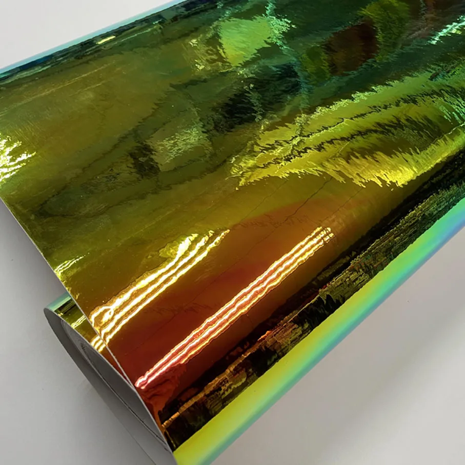 Premium New arrival rainbow holographic chrome film Glossy Mirror Rainbow Holographic Film Rainbow chrome vinyl car wrap