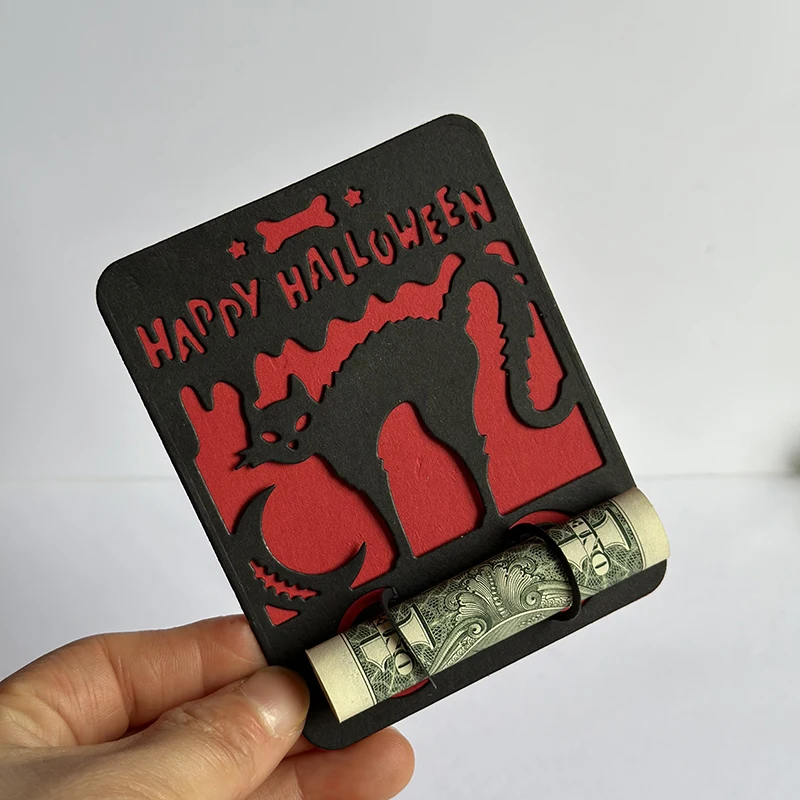 2023 neue Metalls chneid werkzeuge Halloween Geld halter Dekoration Scrap booking Prägung Clipbook Vorlage Gruß karte handgemachte stirbt